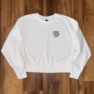 Women's White Crewneck Sweatshirt size Large